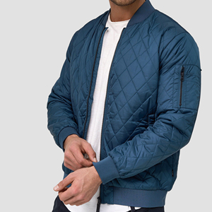 Chaqueta Bomber Acolchada Azul para Hombre, Cierre de Cremallera, Casual, Resistente al Viento, de Poliéster, para Otoño, Corte Regular, Cuello Camisero - Product Image 6