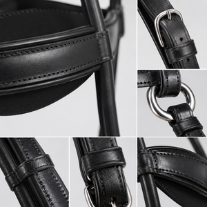 Bridon double pour cheval, durable, de haute qualité, en cuir souple, réglable, pour l'entraînement et la compétition. - Product Image 2