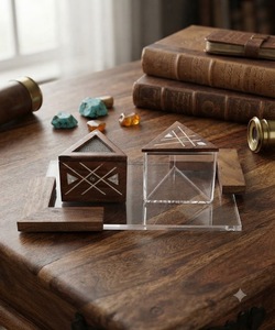 Juego de Quemadores de Incienso de Madera de Lujo con Diseño Geométrico Tallado, Estilo Vintage, Decoración para el Hogar, Forma Redonda, Artesanía Hecha a Mano, Año Nuevo - Product Image 1