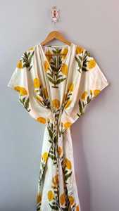 Nouvelle Robe Kaftan Indienne en Coton Doux, Longue, pour la Plage, Tenue Décontractée, Robe de Nuit Longue, Naturelle, pour l'Été, Taille Unique - Product Image 4