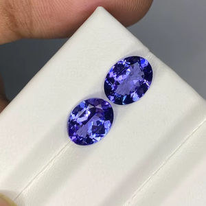 คู่พลอยแทนซาไนต์สีน้ำเงิน 3.60 กะรัต รูปไข่เจียระไนแบบเหลี่ยม ขนาด 7x9 มม. พลอยธรรมชาติสำหรับทำเครื่องประดับ - Product Image 1