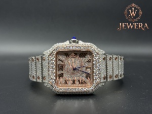 Indian Manufactured Custom OEM High Quality Luxury Stainless Steel Glass Analog Mechanical Movement Hip Hop Moissanite Diamond - Product Image 5