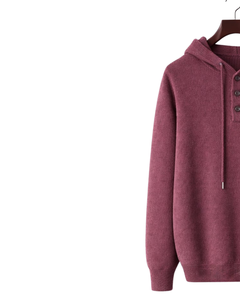 Sudadera con Capucha de Punto Color Granate Personalizada para Hombre, Cierre de Tres Botones, Mezcla de Algodón Suave, Cálida para Invierno, Estilo Casual Urbano, Logotipo Personalizado OEM - Product Image 2