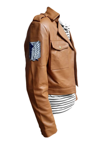 <b>Brown</b> Genuine <b>Leather</b> Waterproof Breathable Cropped <b>Jacket</b> for <b>Women</b> Casual Motorcycle Biker <b>Jacket</b> with Big Front Pockets - Product Image 2