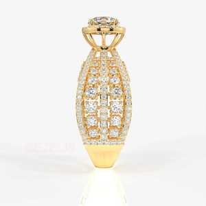 Bague en diamant de laboratoire avec accent de pierre précieuse bleue et pierres latérales, style duchesse d'inspiration royale, bijou élégant pour fiançailles - Product Image 5