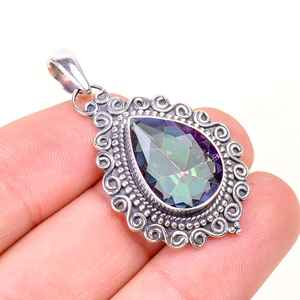 Colgante de Topacio Místico Arcoíris, Plata de Ley 925, Collar de Piedras Preciosas Hecho a Mano, Joyería de Lujo, Regalo - Product Image 2