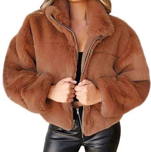 Women's Autumn Winter Wool Coat Tops Fashion <b>Large</b> Size Plus Zipper Button Cardigan Fleece Top Plain Dyed Breathable <b>Plush</b> Warm - Product Image 5