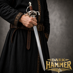 Espada de Rapír Medieval Antigua de Acero de Alto Carbono Forjada a Mano, con Empuñadura Curva Personalizada, Espada de Caballero Europeo, Dark Hammer - Product Image 2
