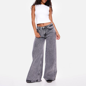 New High Quality Breathable Eco-Friendly Quick Dry Solid Casual Oversized Denim <b>Overalls</b> Customize 100% Cotton <b>Women's</b> Jeans - Product Image 1