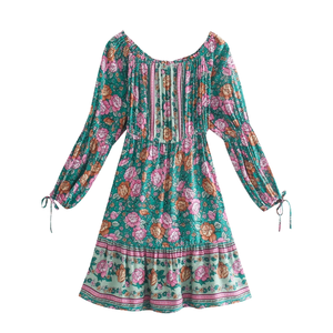 Vestido Mini Floral para Mujer, Vestido de Moda con Mangas Abullonadas - Product Image 1