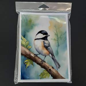 Massachusania Black capped chickadee แปลกบัตรอวยพรแพ็ค8 A7เปล่าขนาด5x7การ์ดโน้ตกับซองจดหมาย - Product Image 3