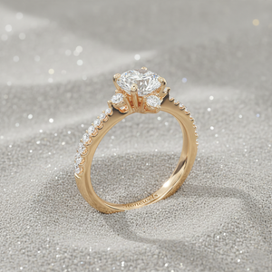 แหวนหมั้นประดับเพชรทรงวินเทจชุบทองคำสีโรสโกลด์ลายเข็มทิศ - Product Image 3