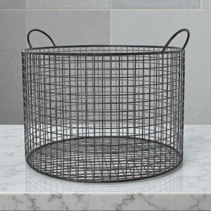 Panier de rangement en fil métallique rond avec poignées, panier rustique multi-usages pour l'organisation et le rangement - Product Image 2