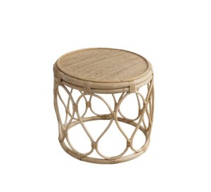 Natural Handwoven Rattan Accent <b>Table</b> with <b>Round</b> Woven Top, Bohemian Coastal End <b>Table</b> for Living Room, Bedroom, Patio & <b>Garden</b> - Product Image 1