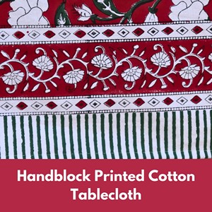 Handmade Pure Cotton Rectangle <b>Tablecloth</b> with Indian Farmhouse Design Hand Block Printed for Wedding & Home Decor OEM Wholesale - Product Image 4