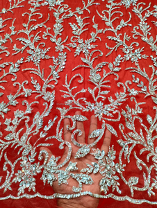 Tela de encaje de red de boda con diseño de piedra brillante de Color cristal con cuentas elegantes de sabor europeo hecho a mano indio para constructores de vestidos y vestidos - Product Image 3