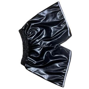 Pantalones cortos de boxeo de cuero con número de logotipo bordado Pantalones cortos de boxeo de cuero de calidad superior completos hechos a medida - Product Image 1