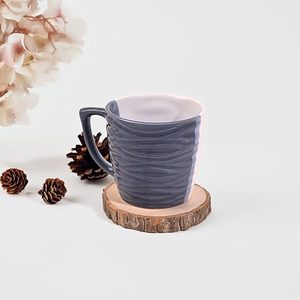 <b>Set</b> of 4 Grey & White Wave-Textured Glazed Ceramic Mugs <b>Microwave</b> Safe 350ml Stoneware Pottery Tea/Coffee Cups - Product Image 3