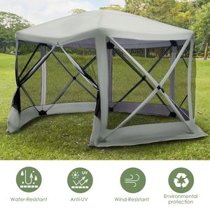 Carpa Hexagonal Beige Plegable con Malla para Reuniones al Aire Libre - Product Image 5