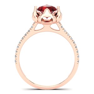 Bague Solitaire REYES en Or Massif 14K avec Grenat Rond Taillé 1 Carat Certifié IGI – Prix de Gros – Bagues de Fiançailles Diamantées - Product Image 4