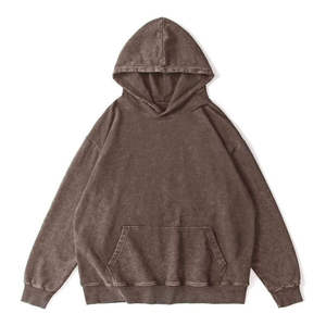 100% Cotton <b>Plain</b> Pullover <b>Hoodie</b> High Quality Heavyweight 3D Printed Sweatshirt Autumn Lining Custom Stone Washed Sweatshirts - Product Image 4