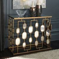 Table console moderne en métal plaqué or de qualité supérieure pour entrée, couloir, bureau - Durable, écologique, fabriqué en Inde