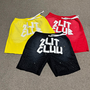 <b>Men's</b> Solid <b>Yellow</b> Casual High Street Style Bermuda <b>Shorts</b> Cotton Terry Customized Logo Elastic Waist Knitted Mid Rise - Product Image 1
