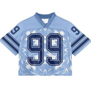 Maillot de football américain rétro en maille polyester de haute qualité, personnalisé OEM, coupe ample et courte, respirant - Product Image 2