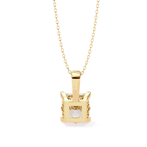 Bijoux fins pour femmes, pendentif solitaire en diamant de laboratoire taille princesse 2,5 carats, or massif 18 carats, chaîne fine incluse - Product Image 2