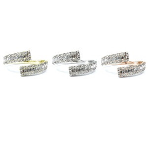 Chine bijoux en gros de noël de qualité supérieure platine 950 or blanc véritable diamant baguette détaillée demi-voie bague pour fille - Product Image 4