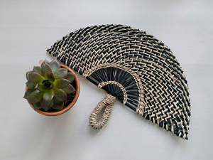 Large Seagrass Handfan Woven Natural Wicker Paddle <b>Fan</b> Eco Friendly Straw <b>Handheld</b> <b>Fan</b> Rustic Summer Wedding Party Decor - Product Image 2