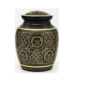 Urnes funéraires en laiton de haute qualité et classiques avec bandes urnes funéraires en métal fini marbre or et bleu - Product Image 4