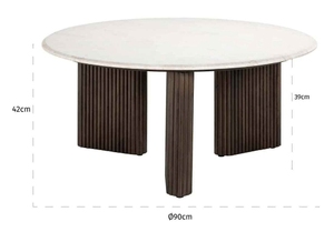 Table basse ronde moderne et écologique avec plateau en marbre, base en métal, structure en bois, diamètre 90 cm, meubles de salon - Product Image 2