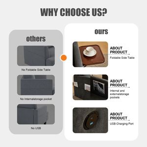 Canapé-lit convertible 3-en-1 pour adulte avec table pliante pratique et port USB Type-C, fauteuil-lit escamotable - Product Image 3