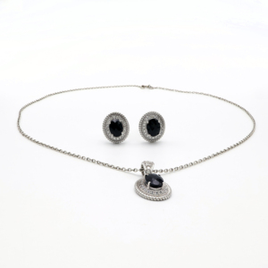 Attractive Black Onyx Oval Pendant and Fine <b>Stud</b> <b>Earrings</b> <b>Set</b> 6x8 Stylish Gemstone Fashion Jewelry Everyday Wear - Product Image 4