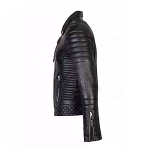 Chaqueta de Motociclista de Cuero PU Ligera y Resistente al Viento para Hombre, Color Negro, con Cuello Plegable y Cierre de Cremallera, Corte Ajustado - Product Image 2