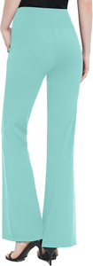 High Waist <b>Flared</b> Leg <b>Yoga</b> Pants Solid Color Spandex Nylon Breathable Elastic Waist With Pockets Full Length Women's Pants - Product Image 2