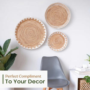 Panier mural décoratif en jonc de mer tressé, style Art Déco, pour anniversaire, extra large, D22 pouces, 19 pouces, 15 pouces - Product Image 5