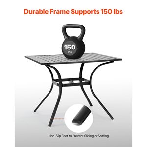 Tavolo da pranzo quadrato da esterno in metallo da 37 pollici con foro per ombrellone da 1,5 pollici, resistente alle intemperie, per patio, giardino, bistrò, centro commerciale - Product Image 4