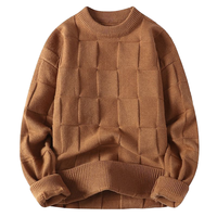 Pull en tricot noir pour homme, manches longues, couleur unie, style hiver épais, coupe classique