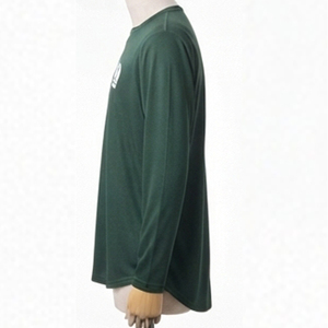 Camiseta de Manga Larga para Hombre, Cuello Redondo, Verde Oscuro, Tejido de Punto, Corte Regular, Casual, con Estampado, Anti-UV, Transpirable, Ecológica - Product Image 2