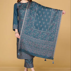 Tela de Vestido para Mujer Safaa Kanthakari Premium Acrowool, Tejida, Sin Costuras, con Estola Jacquard - Product Image 1