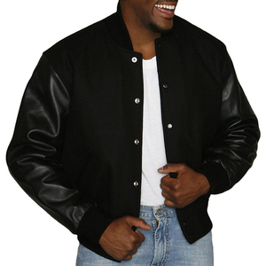 Chaquetas Varsity de Lana para Hombre, Unisex, Tallas Grandes, de Invierno, Tejidas, con Mangas de Cuero, Estilo Universitario, Venta al Por Mayor - Product Image 1