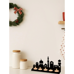 CIFbuy Lanterna Vintage in Metallo da Tavolo, Portatile, con Scenografia Urbana, Decorazione per la Casa, Illuminazione Romantica, Include Portacandele - Product Image 3