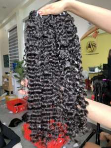 Vente en gros 100% Original Vietnam crépus bouclés perruque meilleure qualité Machine simple trame frontale perruque brut non transformé Remy cheveux humains - Product Image 2