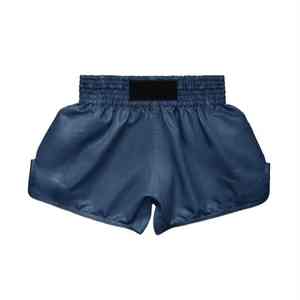 Pantalones Cortos de Muay Thai con Logotipo Personalizado, Pantalones Cortos de Kickboxing Azul Marino Satinado, Pantalones Cortos de Entrenamiento MMA para Hombre, Pantalones Cortos Profesionales de Boxeo Tailandés - Product Image 1