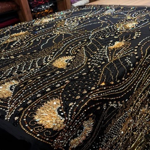 ผ้าลูกไม้ปักมือประดับเลื่อมหรูหรา สำหรับชุดราตรี ชุดเจ้าสาว เสื้อผ้าดีไซเนอร์ระดับไฮเอนด์ - Product Image 1