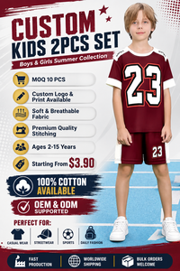 Conjunto de Camiseta y Pantalones Cortos para Niños Personalizados 100% Algodón |   Conjunto de Ropa de Verano para Niños y Niñas de 2 a 15 Años - Product Image 2