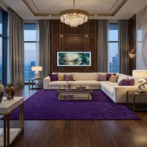 Alfombra Moderna de Color Morado Real, Alfombra de Lana Suave y Afelpada de 14 mm de Grosor, Alfombra Contemporánea Hecha a Mano para Sala de Estar y Dormitorio - Product Image 1