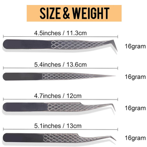 Pince à épiler antidérapante en acier inoxydable pour extensions de cils, pointe en fibre, précision pour outils de maquillage - Vente en gros - Product Image 3
